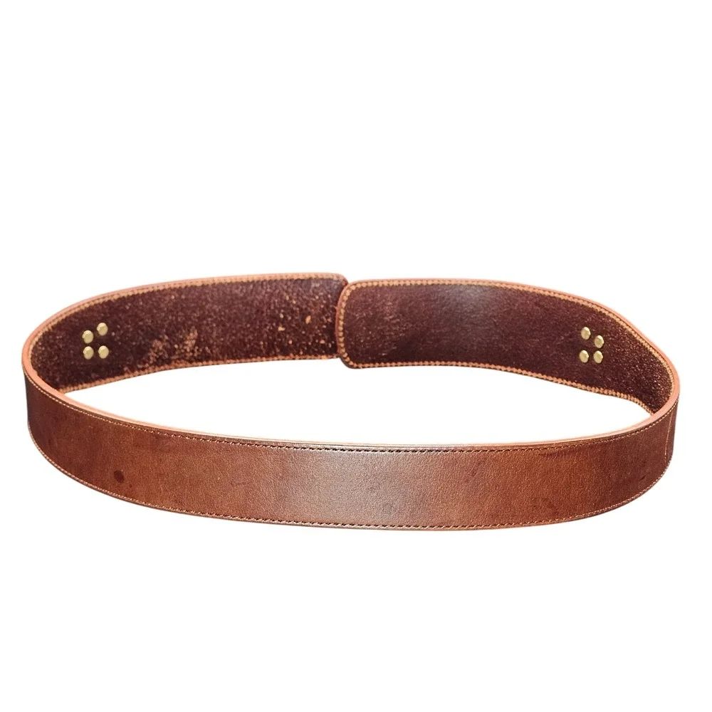 Vintage‎ Linea Pelle Collection Brown Genuine Leather Studded Belt Size L